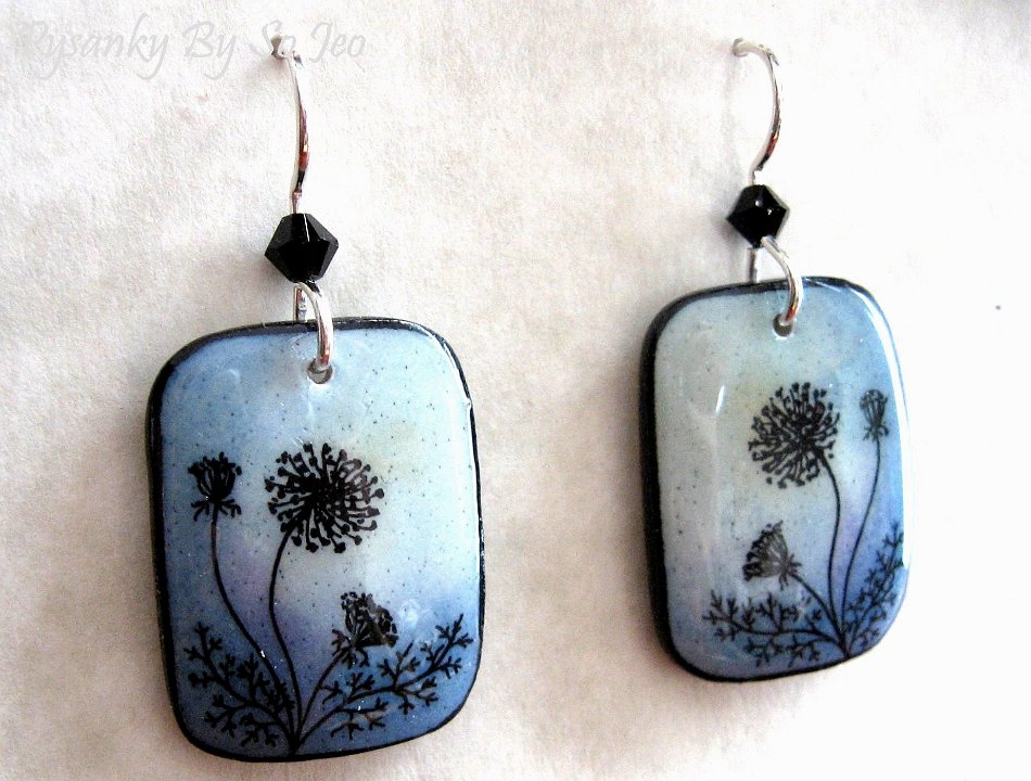Queen Anne's Lace Earrings Pysanky Jewelry by So Jeo